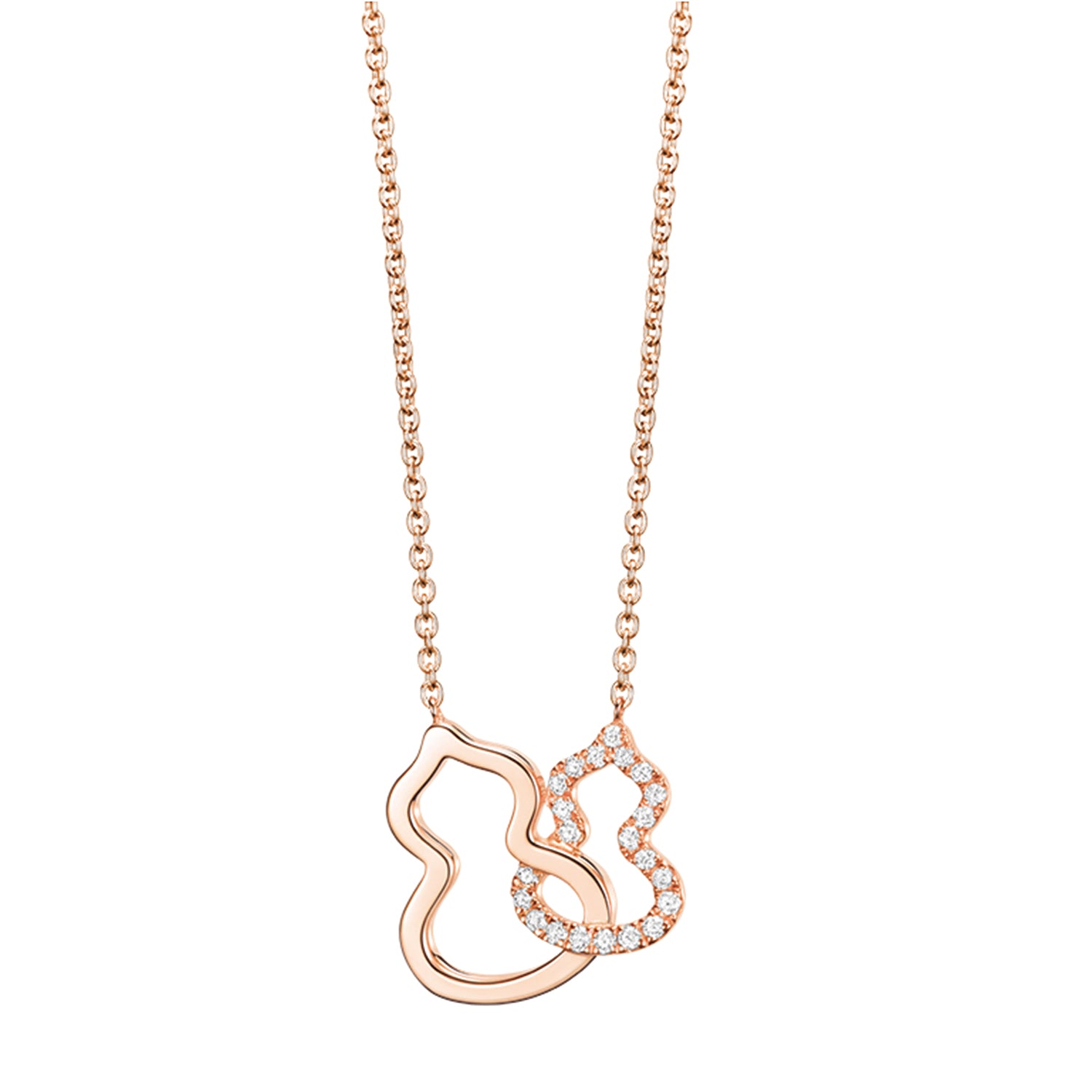 Petite Double Wulu necklace in 18K rose gold with diamonds