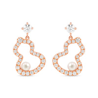 Wulu Petite Earrings in 18K Rose Gold set with Akoya Pearls and Diamonds
