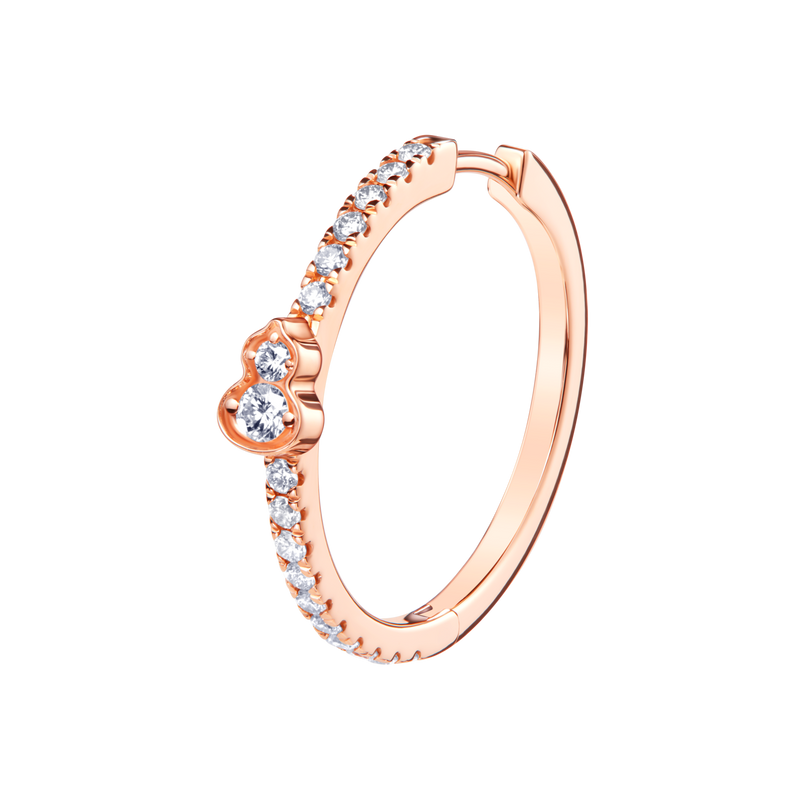 Wulu Mini Hoop Earring in 18K Rose Gold Set with Diamonds