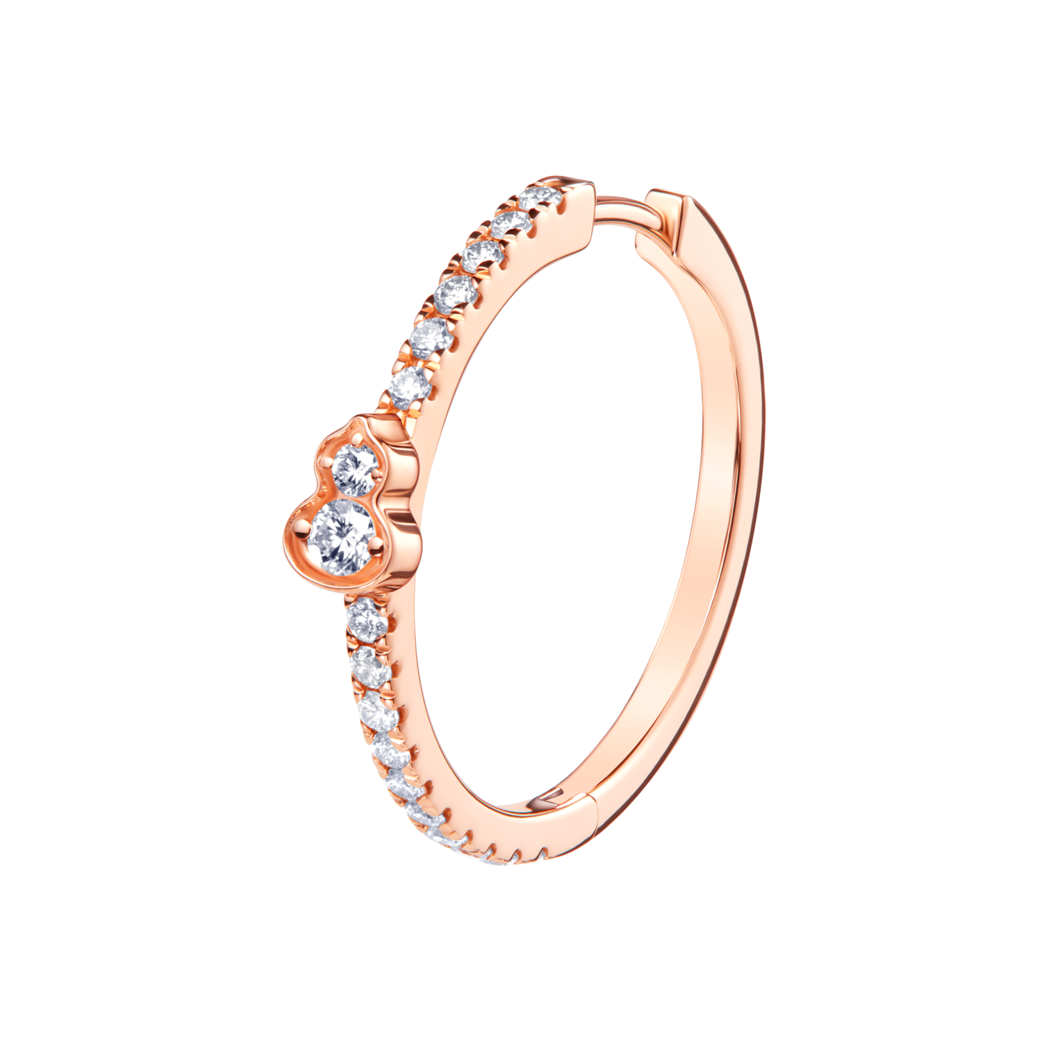 Wulu Mini Hoop Earring in 18K Rose Gold Set with Diamonds