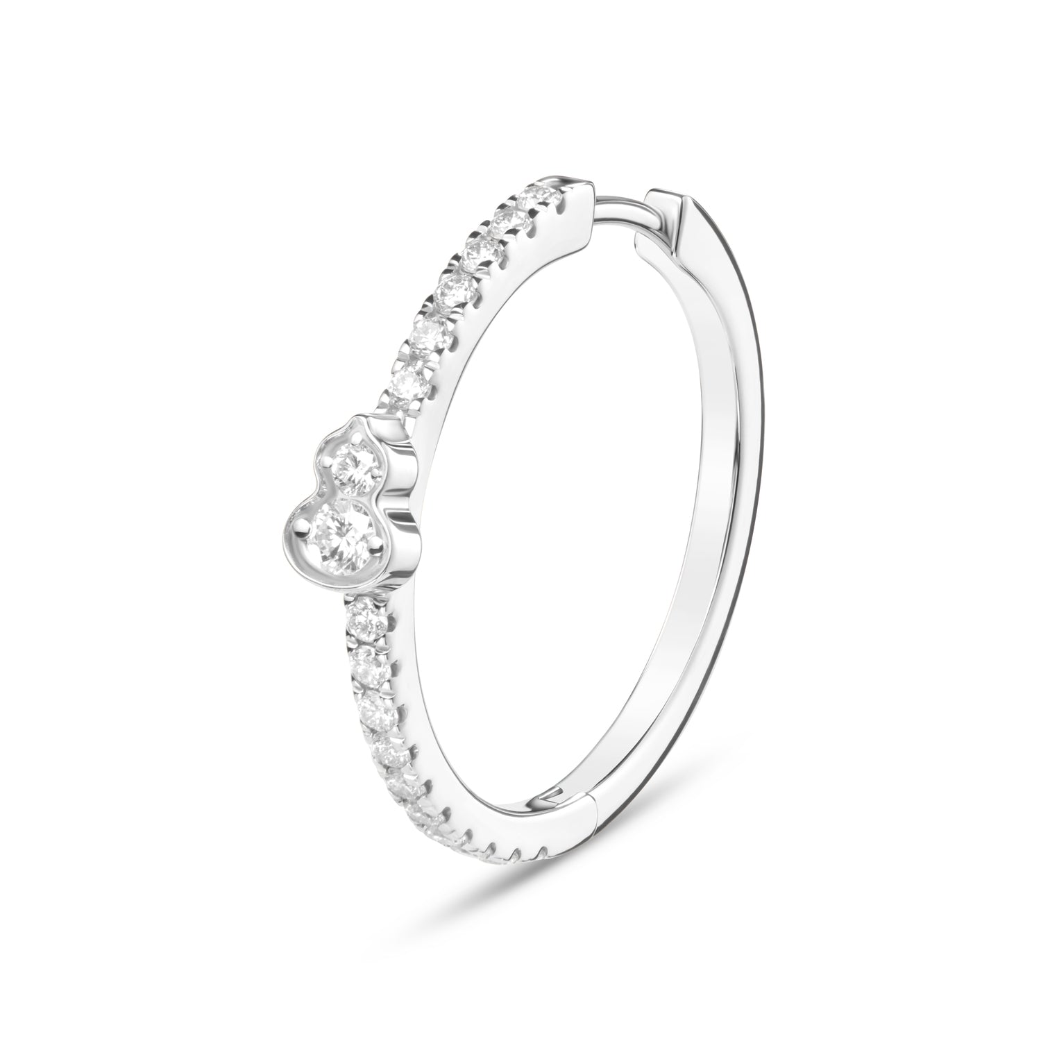 Wulu Mini Hoop Earring in 18K White Gold Set with Diamonds