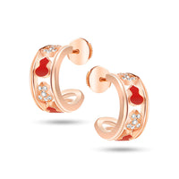Wulu Eternity Hoop Earrings in 18K Rose Gold and Red HyCeram® Set with Diamonds