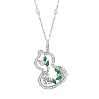 Wulu Garden Grande Necklace in 18K White Gold Set with Emeralds and Diamonds