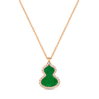 Wulu Small Necklace in 18K Rose Gold Set with Jade and Diamonds