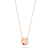 Wulu Eternity Large Necklace in 18K Rose Gold and Red HyCeram® set with Diamonds