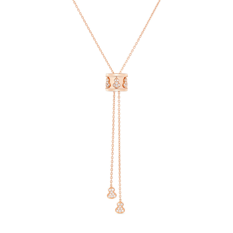 Wulu Eternity Large Sliding Necklace in 18K Rose Gold set with Diamonds
