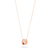 Wulu Eternity Small Necklace in 18K Rose Gold and Red HyCeram® Set with Diamonds