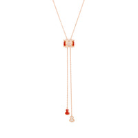 Wulu Eternity Small Sliding Necklace in 18K Rose Gold and Red HyCeram® set with Diamonds