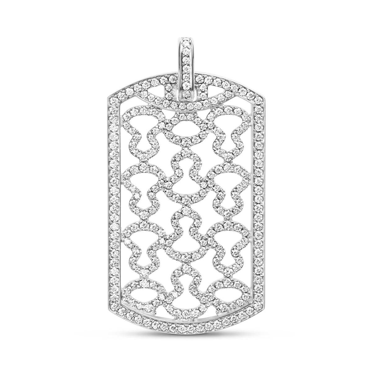 Wulu Large Tag Pendant in 18K White Gold Set with Diamonds