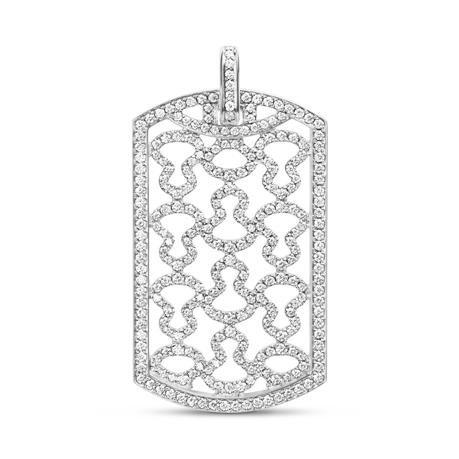Wulu Large Tag Pendant in 18K White Gold Set with Diamonds