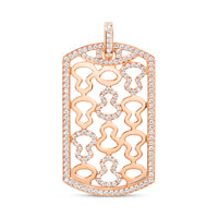 Wulu Large Tag Pendant in 18K Rose Gold Set with Diamonds