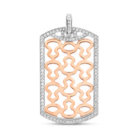 Wulu Large Tag Pendant in 18K White and Rose Gold Set with Diamonds