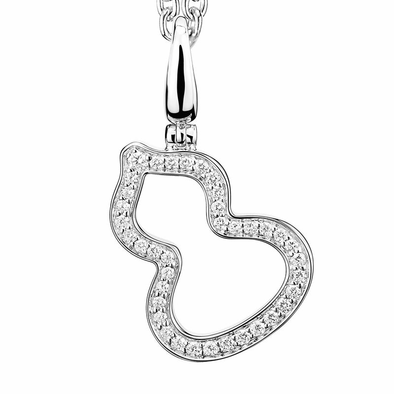 Wulu Medium Pendant in 18K White Gold Set with Diamonds