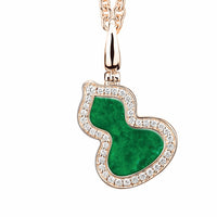 Wulu Medium Pendant in 18K Rose Gold Set with Jade and Diamonds