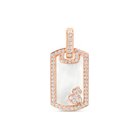 Wulu Small Tag Pendant in 18K Rose Gold Set with Mother-of-Pearl and Diamonds