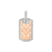 Wulu Small Tag Pendant in 18K White and Rose Gold Set with Diamonds