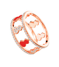 Wulu Eternity Ring in 18K Rose Gold and Red HyCeram® Set with Diamonds, Size EU49