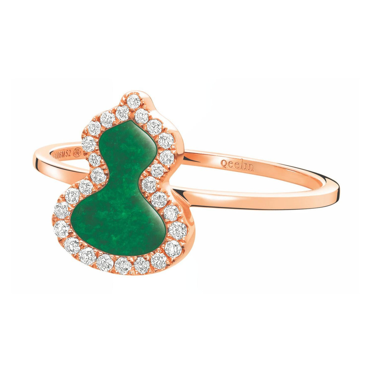 Wulu Petite Ring in 18K Rose Gold Set with Jade and Diamonds
