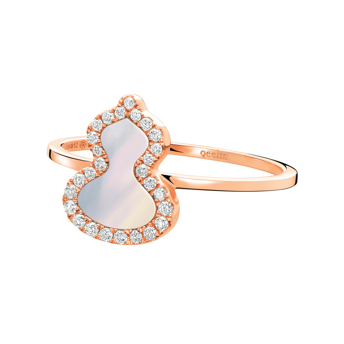 Wulu Petite Ring in 18K Rose Gold Set with Mother-of-Pearl and Diamonds