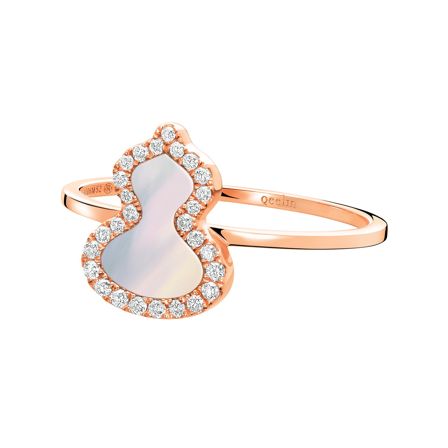 Wulu Petite Ring in 18K Rose Gold Set with Mother-of-Pearl and Diamonds