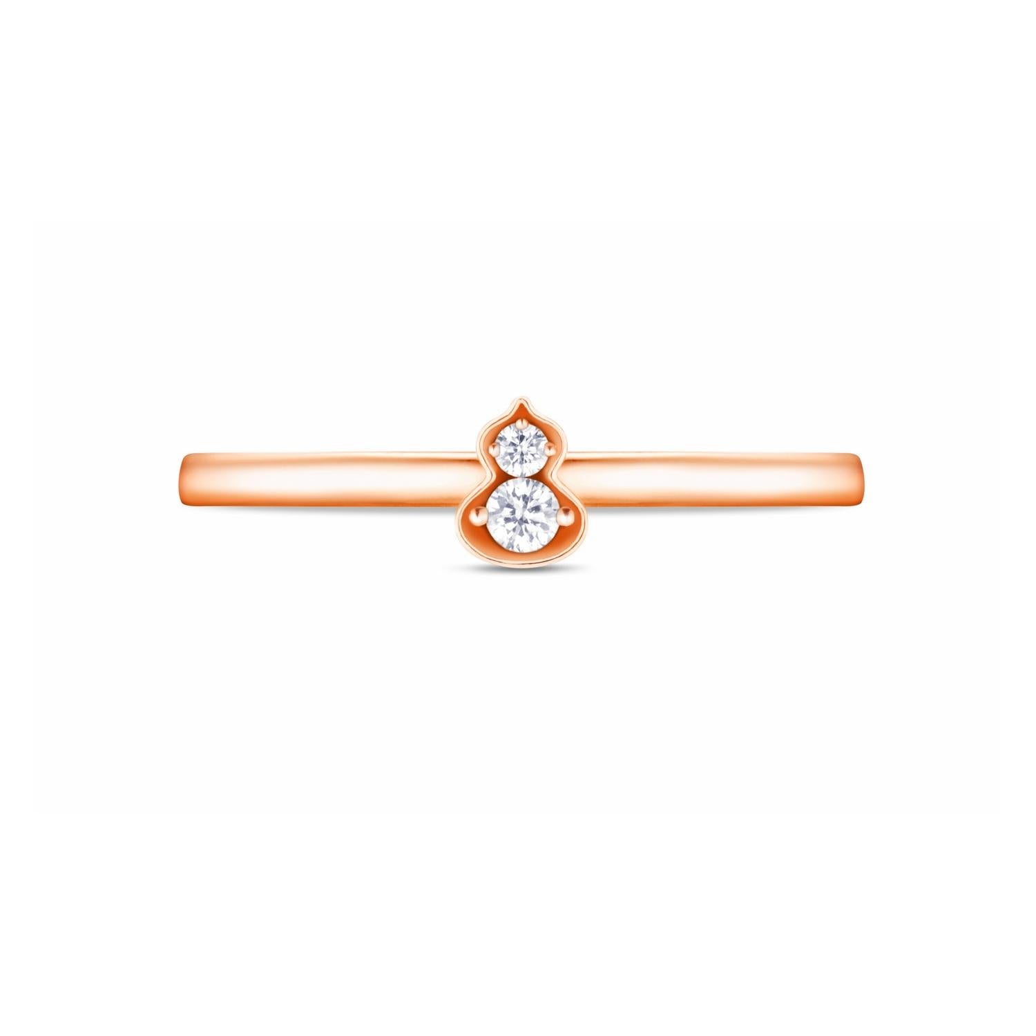 Wulu Mini Solitaire Ring in 18K Rose Gold Set with Diamonds