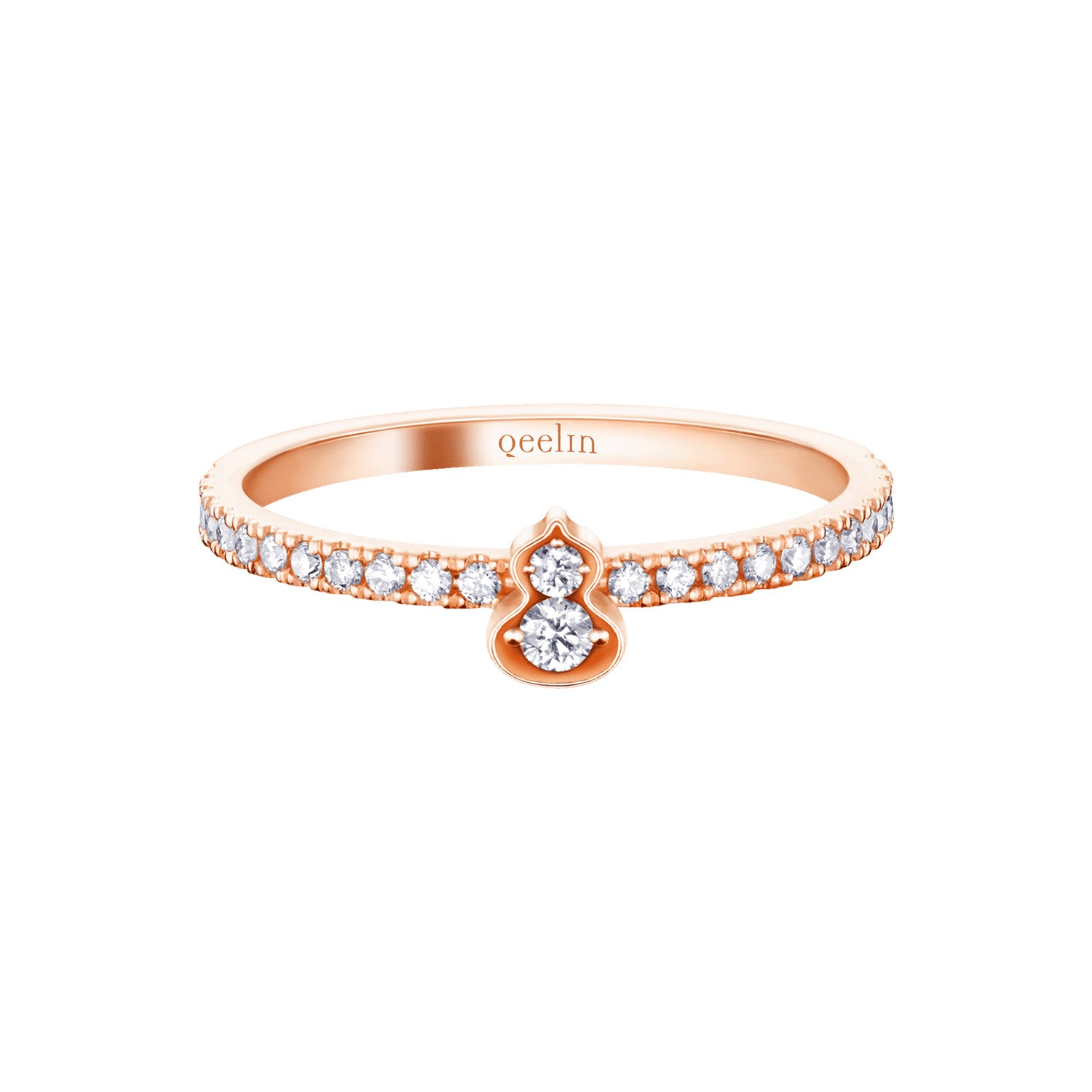 Wulu ring in 18K rose gold with diamonds