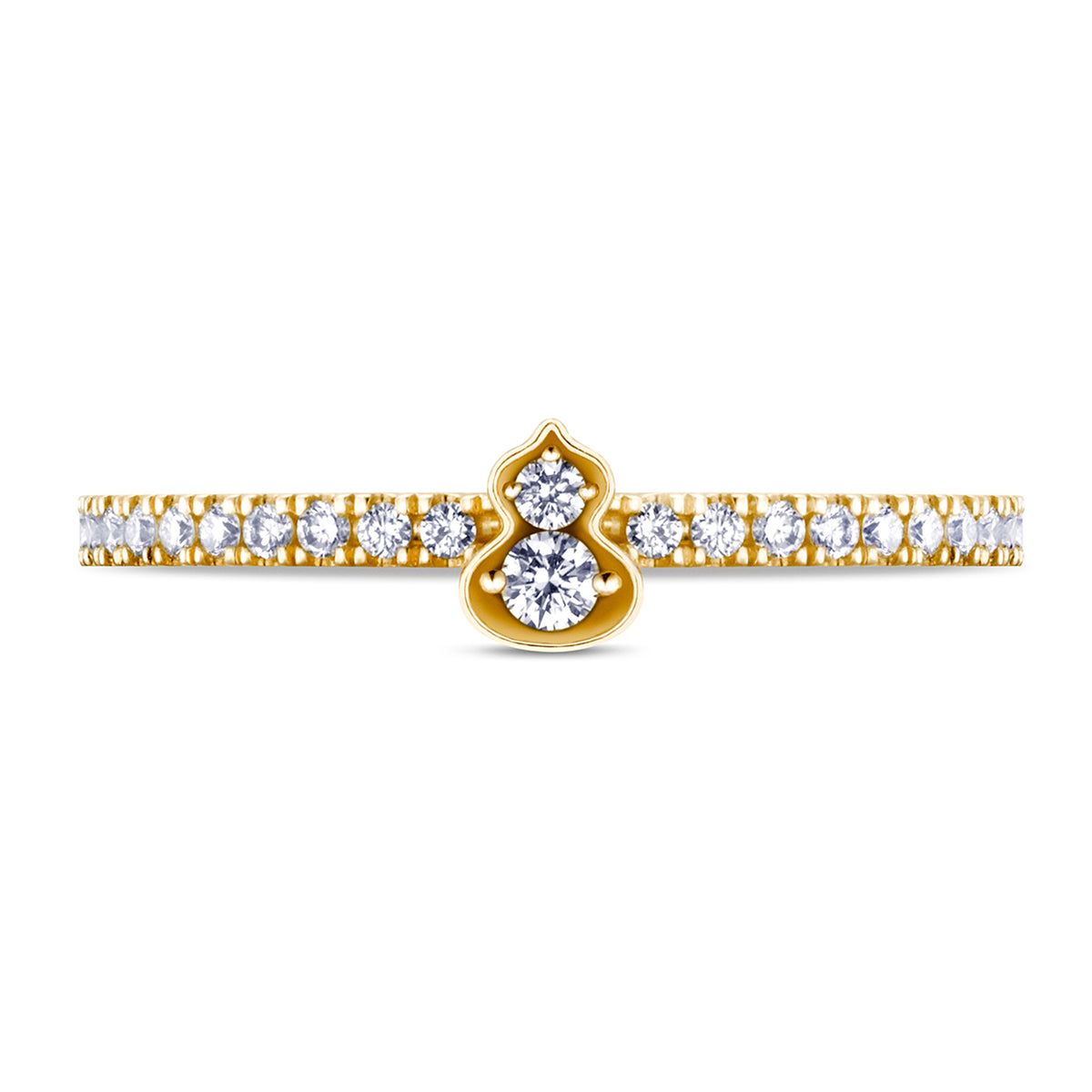 Wulu Mini Solitaire Ring in 18K Yellow Gold Set with Diamonds