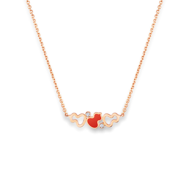 Wulu necklace in 18K rose gold with diamonds and red Hyceram