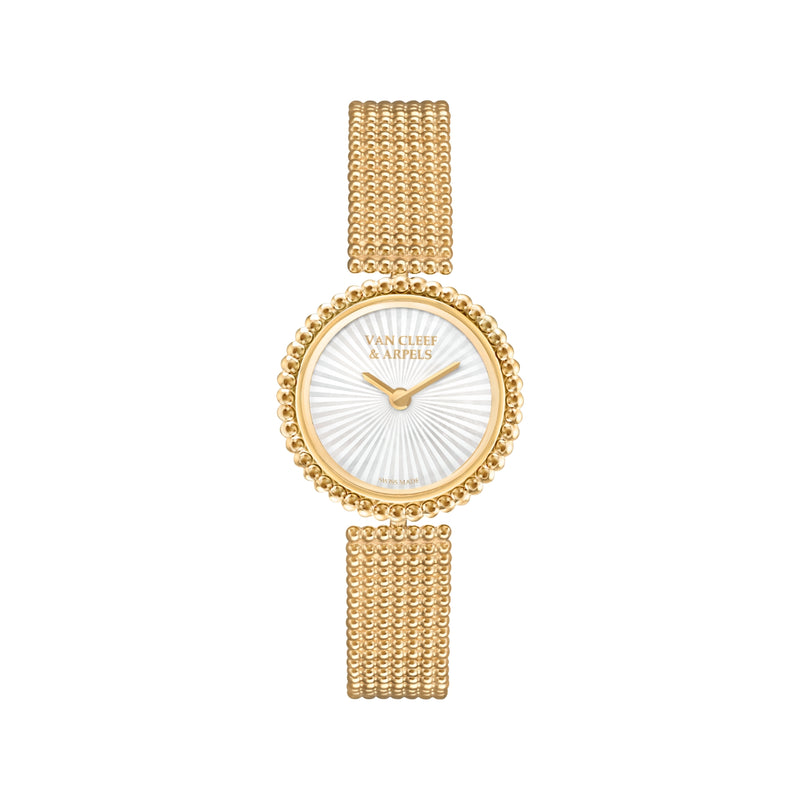 Watch, Perlée, Yellow Gold, White mother of Pearl Guilloche