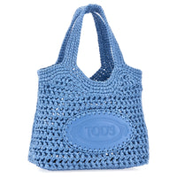 Shopping Bag in Raffia and Leather Mini