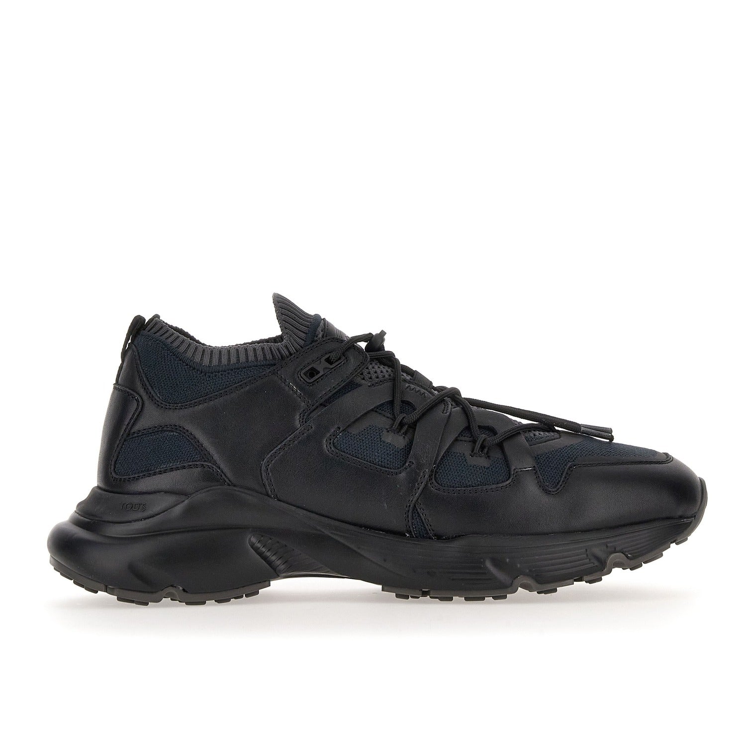 Sneakers in Leather and Technical Fabric