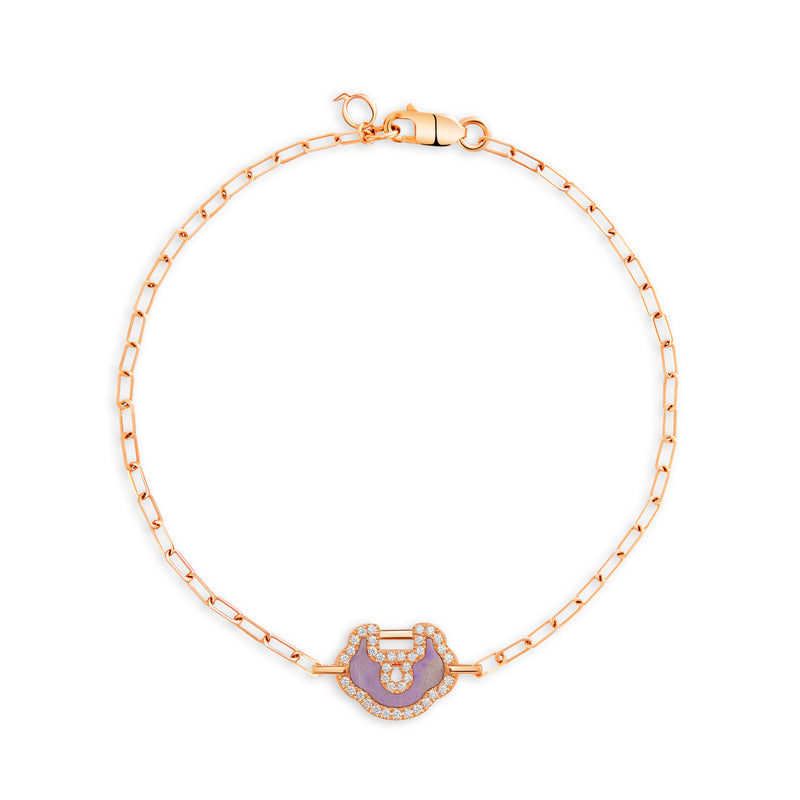 Yu Yi Small Bracelet in 18K Rose Gold Set with Jade and Diamonds