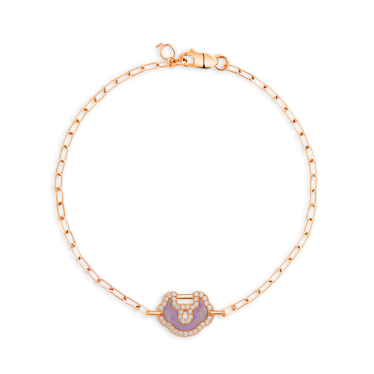Yu Yi Small Bracelet in 18K Rose Gold Set with Jade and Diamonds