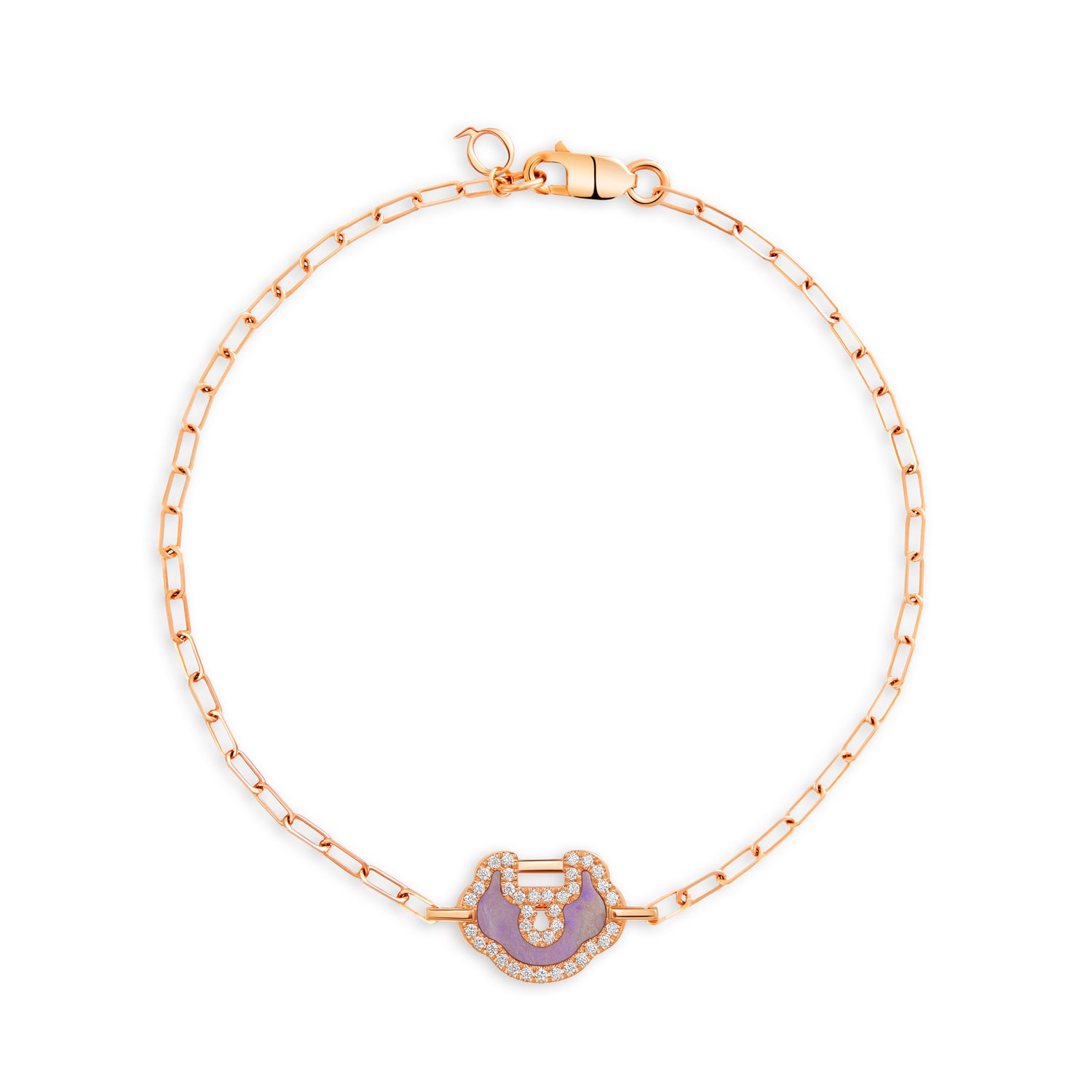 Yu Yi Small Bracelet in 18K Rose Gold Set with Jade and Diamonds