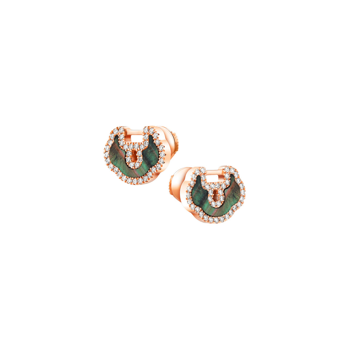 Yu Yi earrings in 18K rose gold with diamonds and mother of pearl