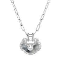Yu Yi Grande Necklace in 18K White Gold Set with Jade and Diamonds