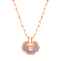 Yu Yi Medium Necklace in 18K Rose Gold Set with Jade and Diamonds