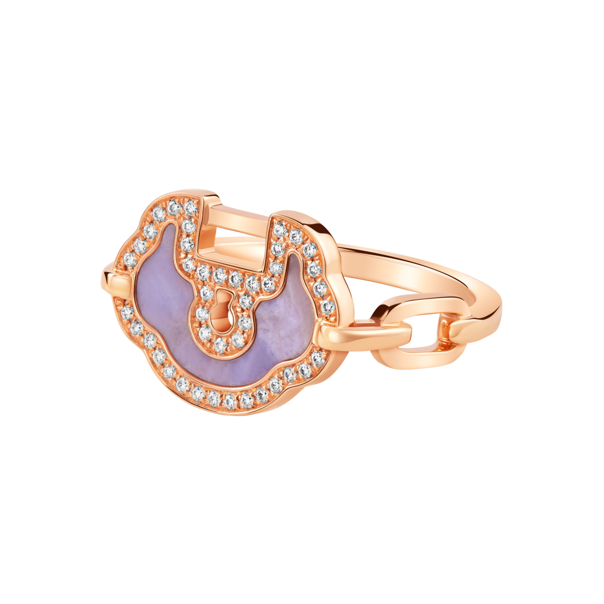 Yu Yi Ring in 18K Rose Gold Set with Jade and Diamonds