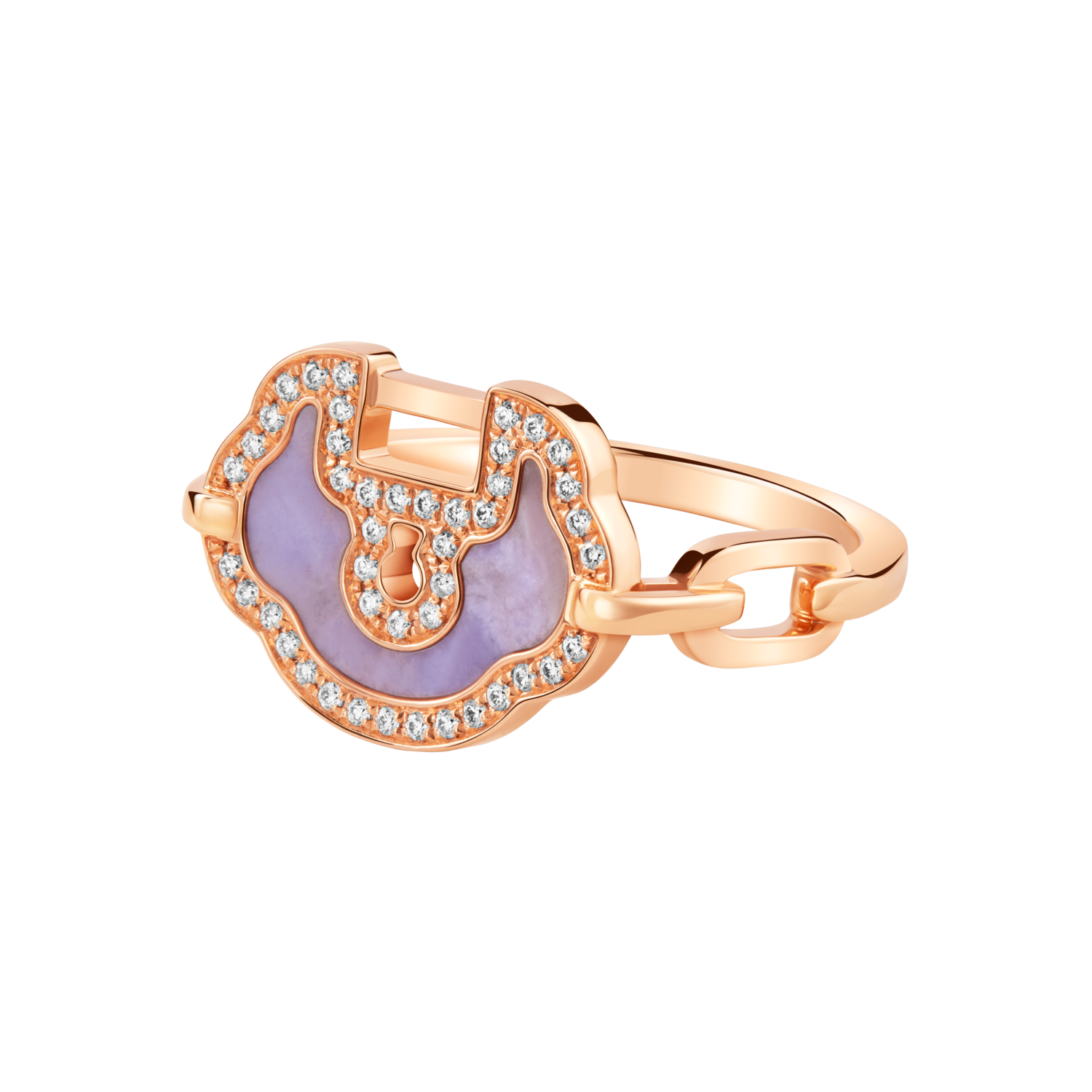 Yu Yi Ring in 18K Rose Gold Set with Jade and Diamonds