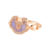 Yu Yi Ring in 18K Rose Gold Set with Jade and Diamonds