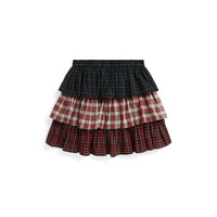 Plaid Tiered Poplin Skirt