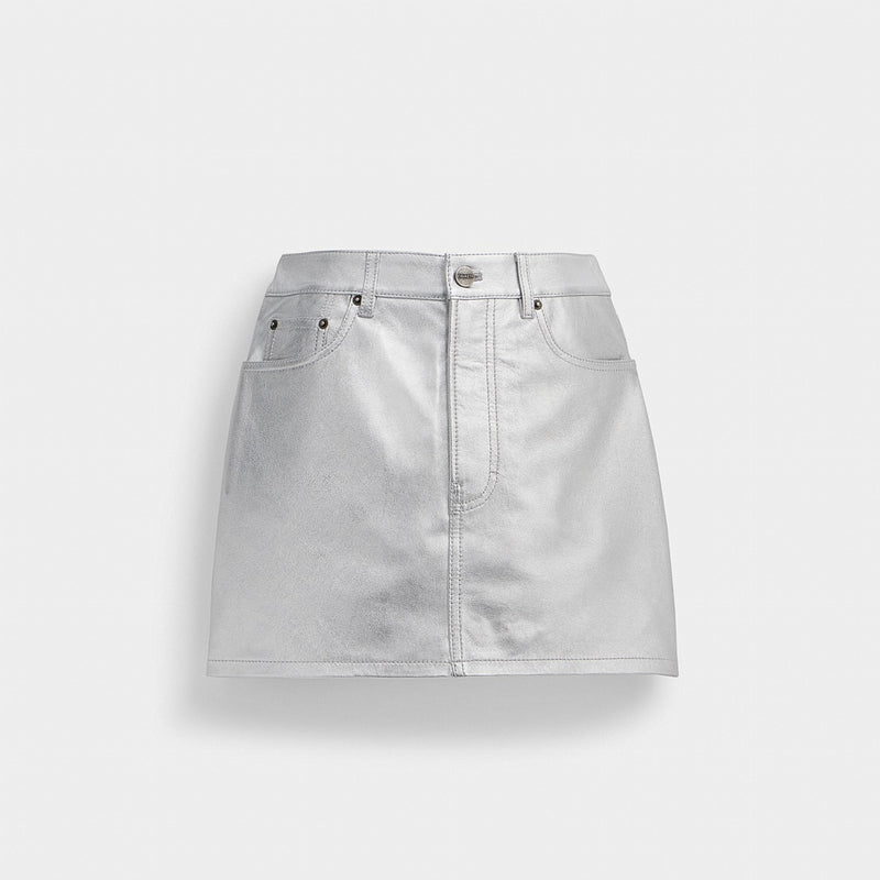Metallic Leather Mini Skirt