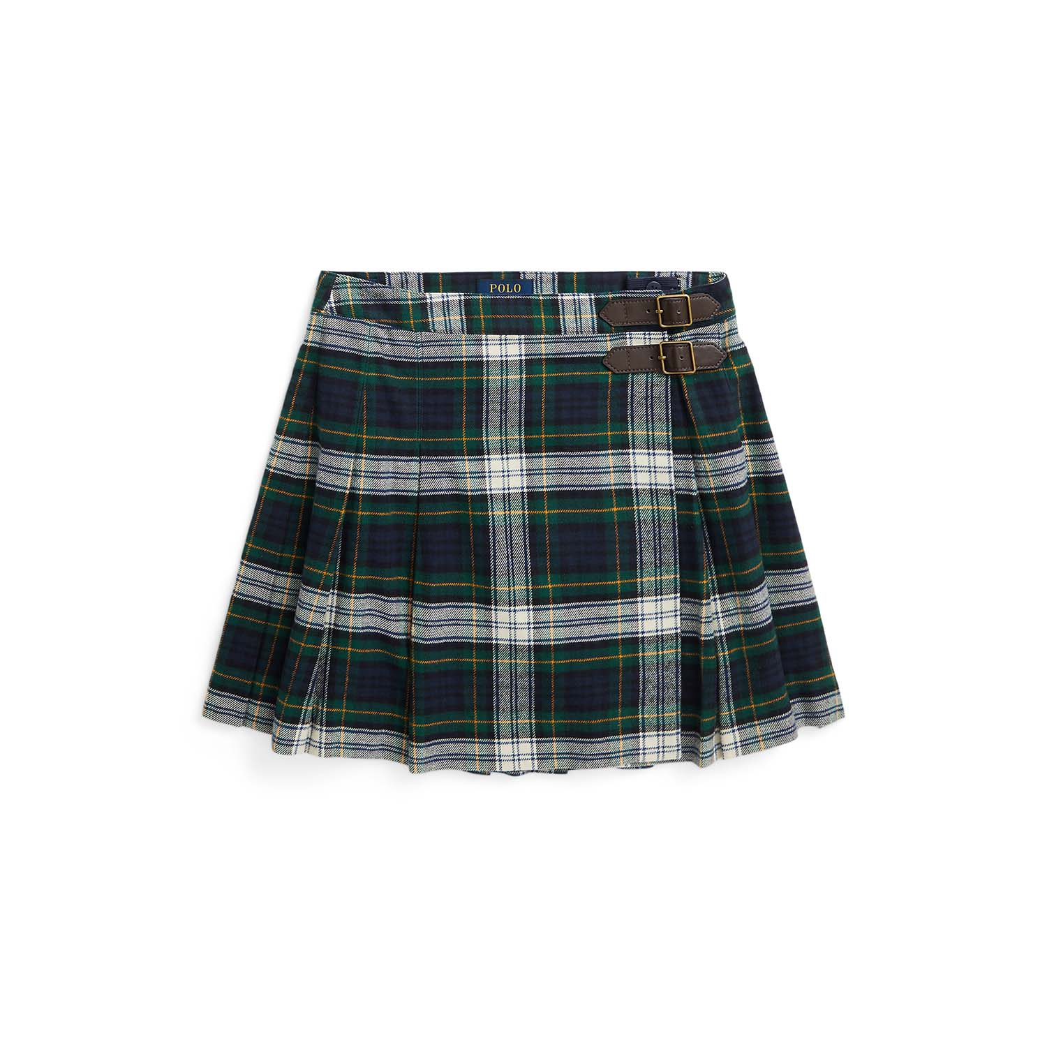 Plaid Pleated Cotton Twill Skirt