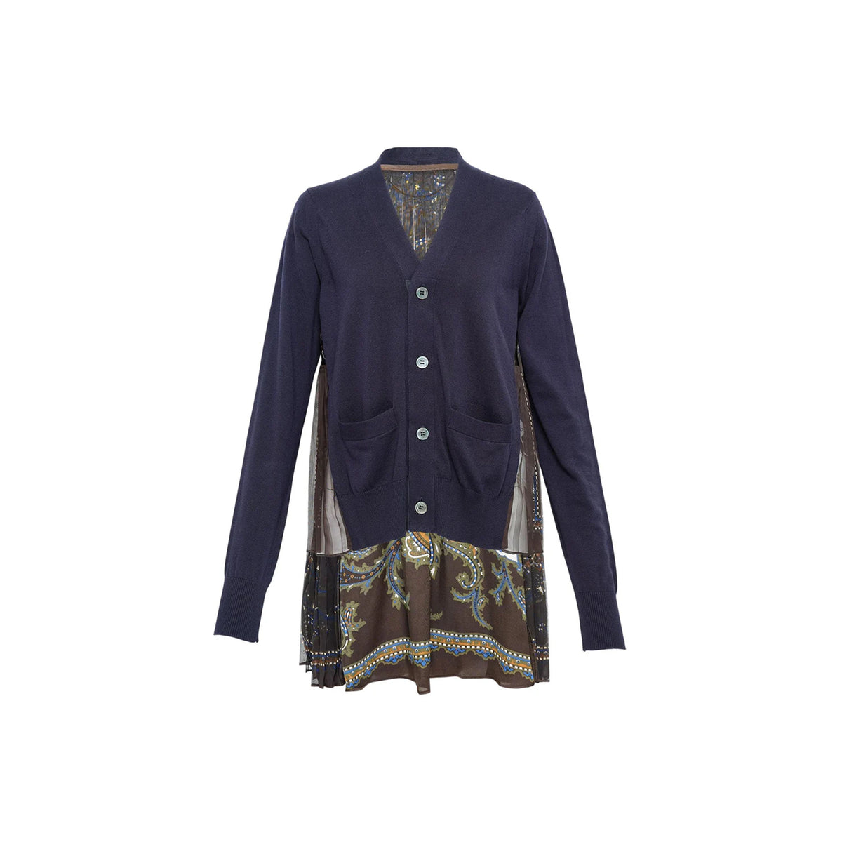 sacai - Paisley Print X Cotton Knit Cardigan