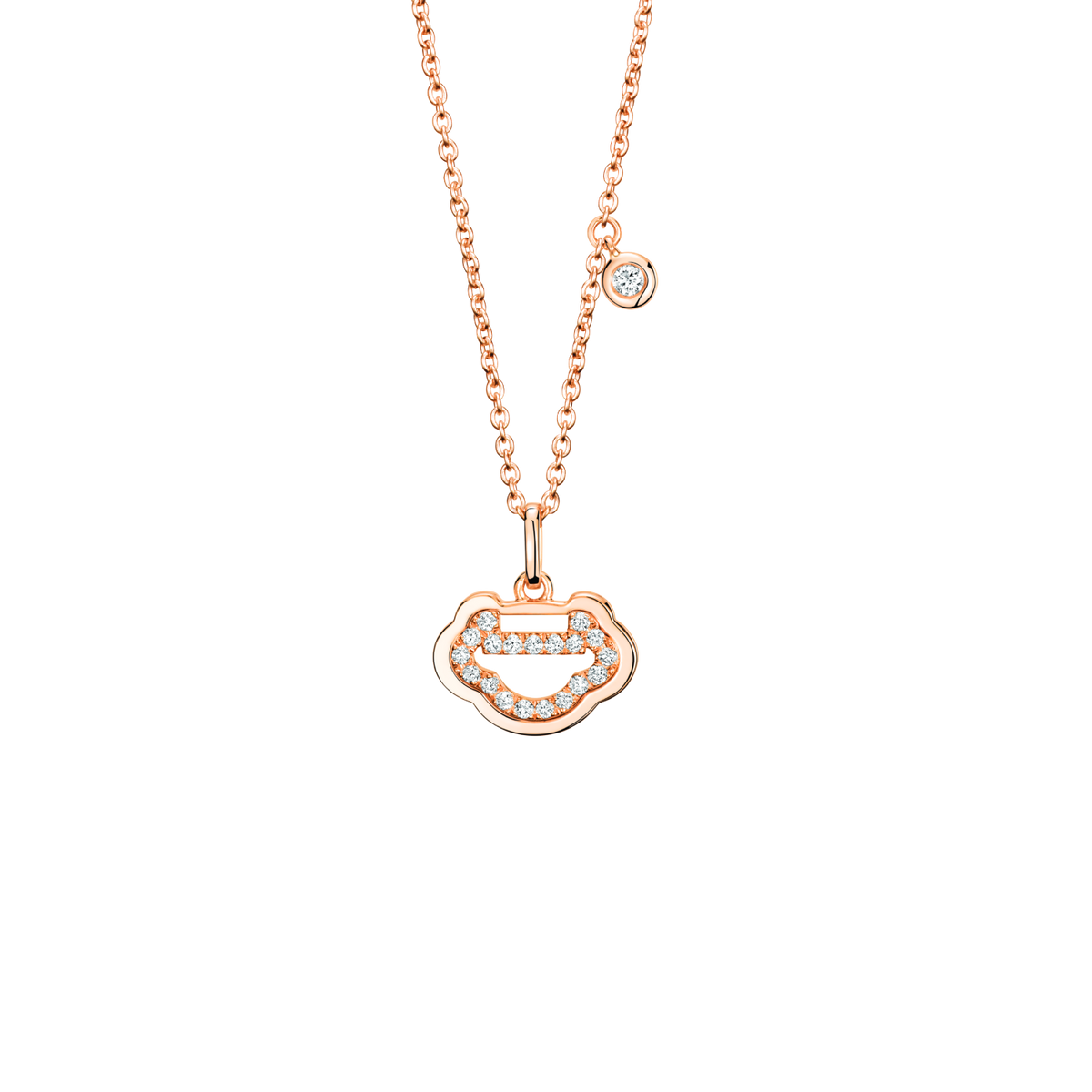 Petite Yu Yi necklace in 18K rose gold with diamonds