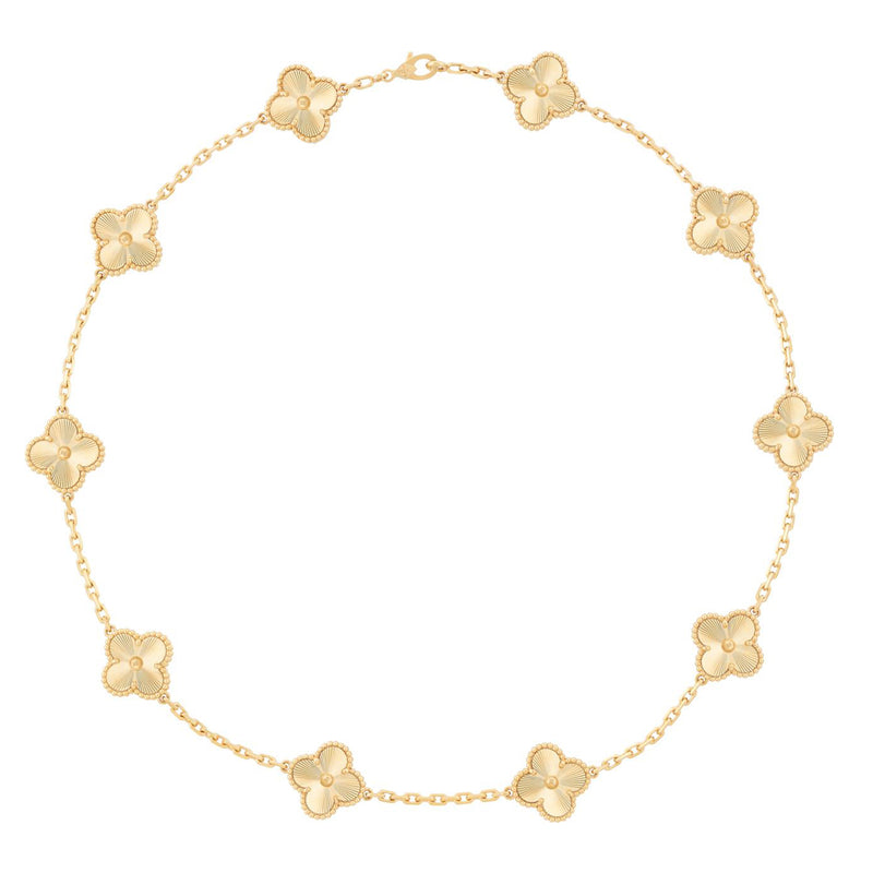 Vintage Alhambra 10 Motif Necklace, Yellow Gold Guilloché