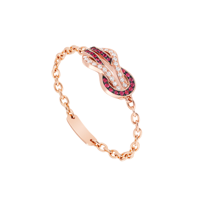 CHANCE INFINIE CHAIN RING 18K pink gold, rubies, and diamonds