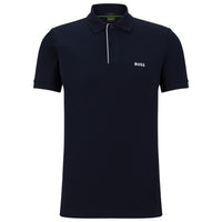 Patterned-insert slim-fit polo shirt in stretch cotton