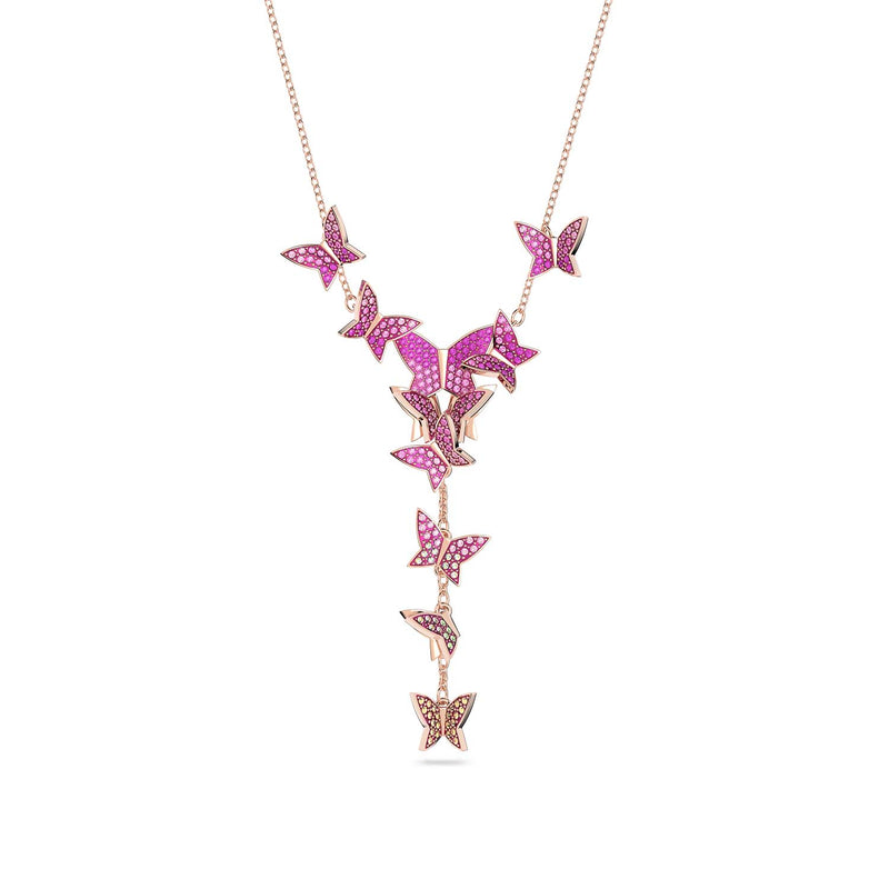 Lilia Y Necklace Butterfly, Pink, Rose Gold-Tone Plated