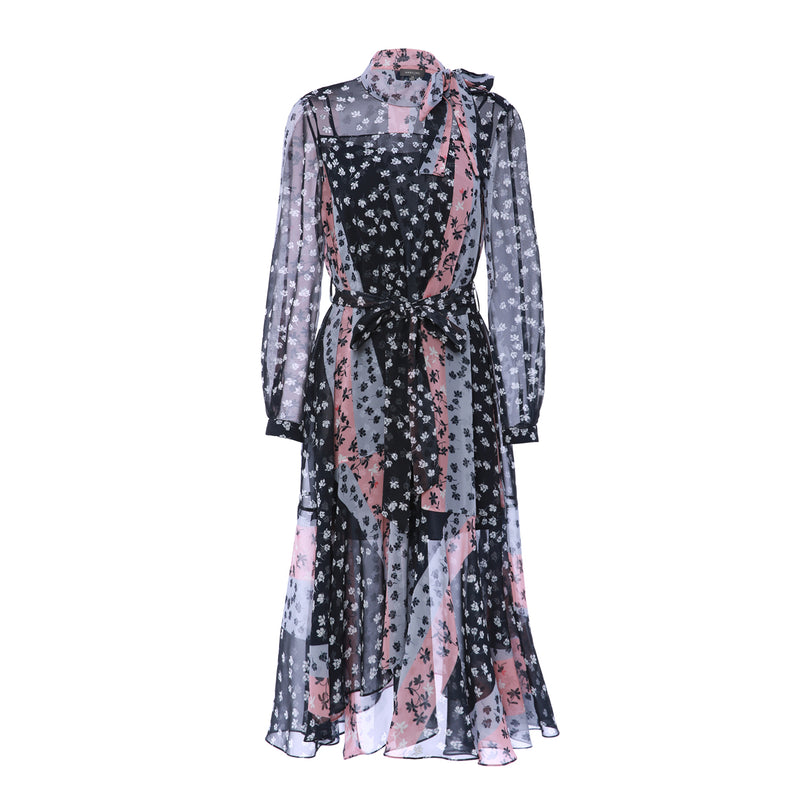 Sheer Floaty Micro Floral Print Dress